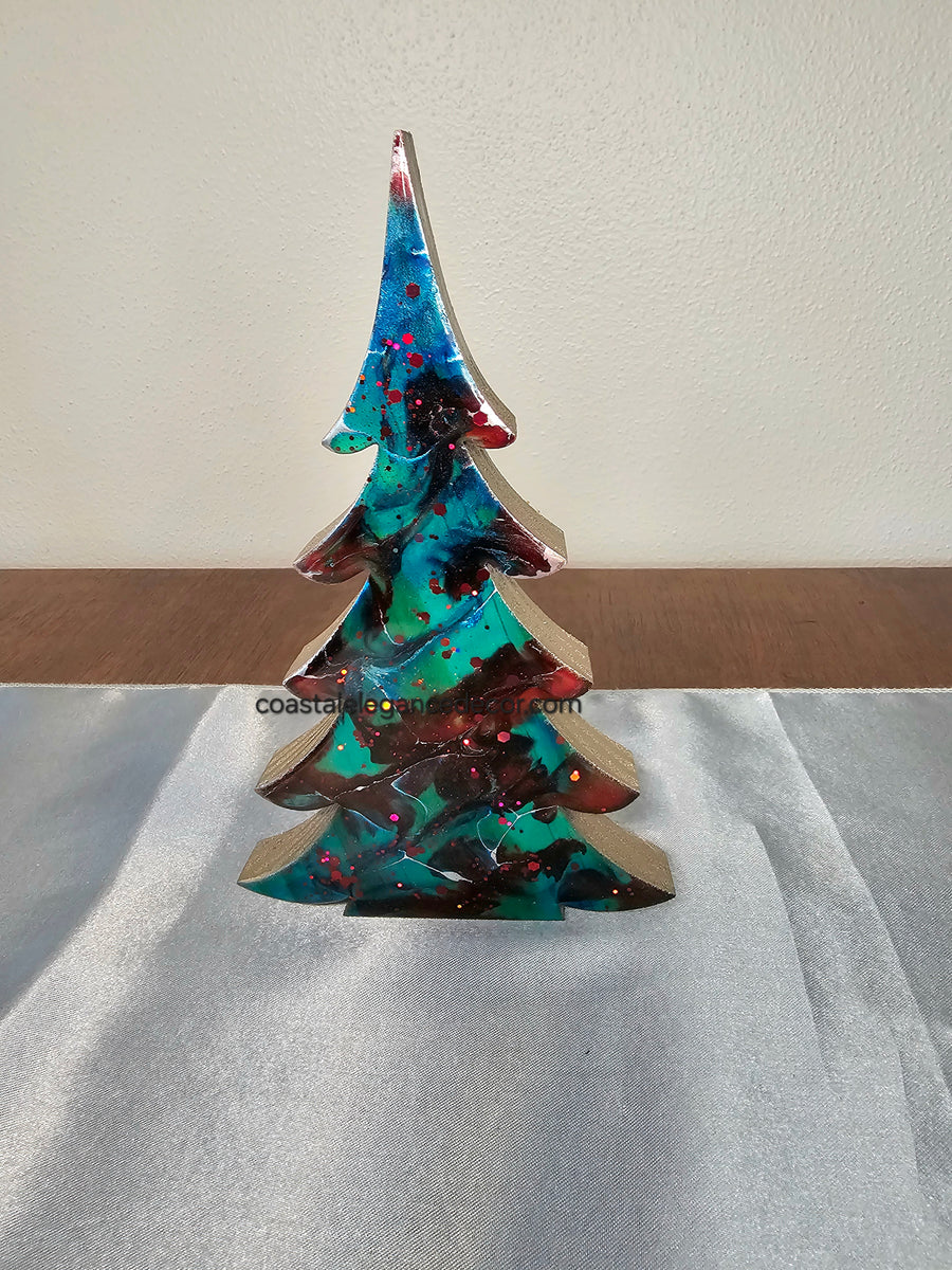 Luxurious Christmas Trees with Branches Holiday Tabletop Decoration 8 Inch Turquoise