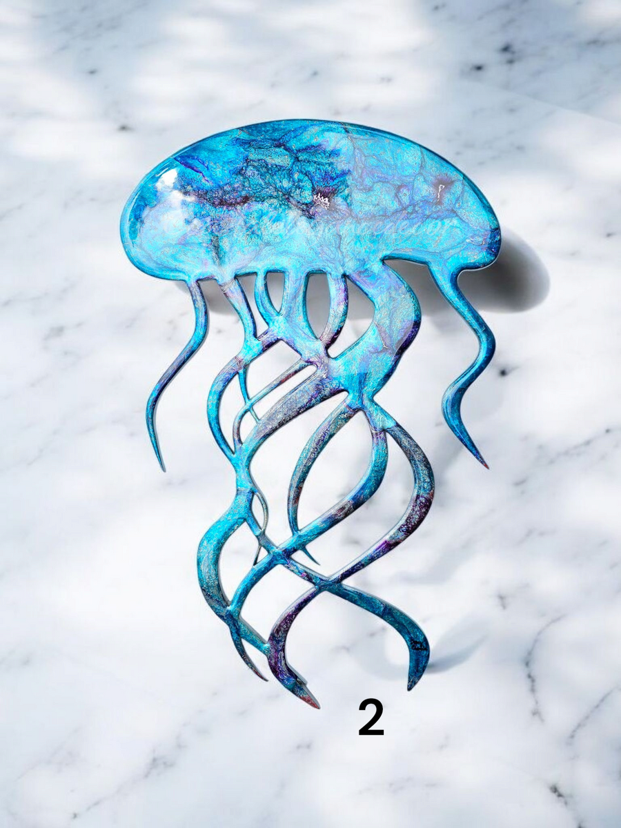 Unique Jellyfish Handcrafted Beach Wall Decoration Resin and Wood