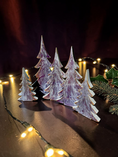 Charger l'image dans la visionneuse de la galerie, Contemporary Resin Pine Tree – Frosted Plum & Snowy Silver Overlay
