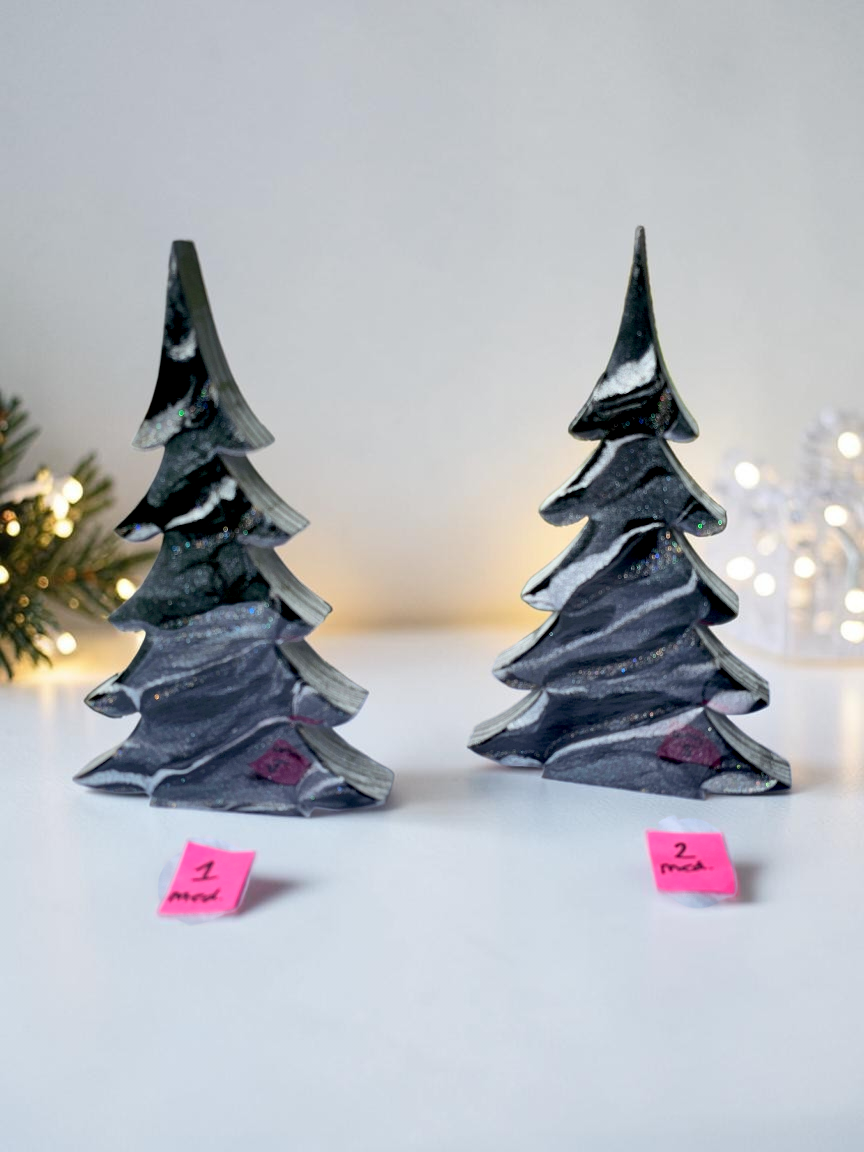 Contemporary Resin Tree – Black, Charcoal & Silver Garland Accent