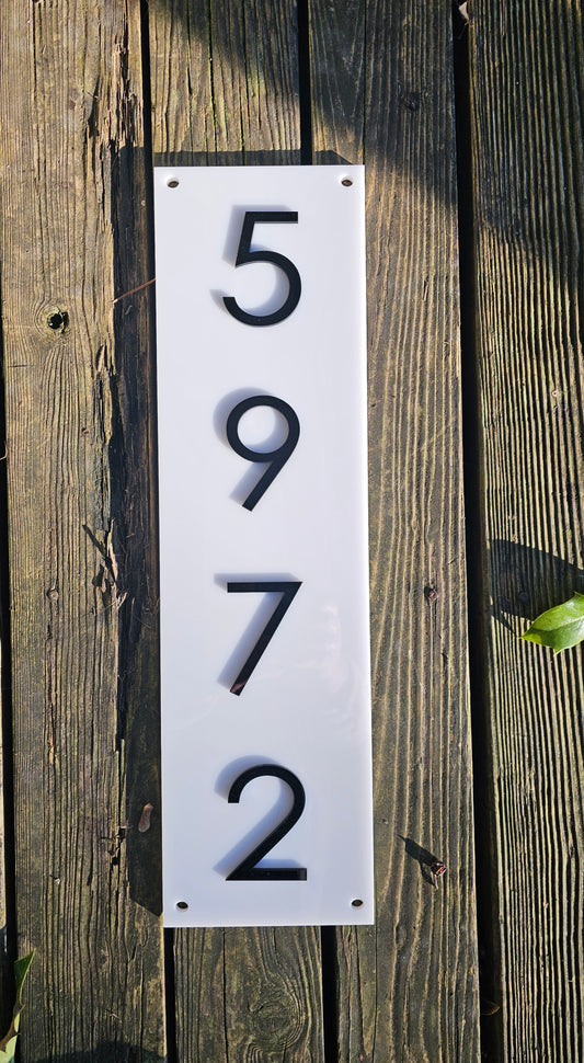 Modern Acrylic Address Sign – Custom House Number Plaque (5"x18")