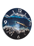 Load image into Gallery viewer, Handmade 18 Inch Deep Blues Beach Waves Wall Clock Textured Black Sand Beach & Real Seashells
