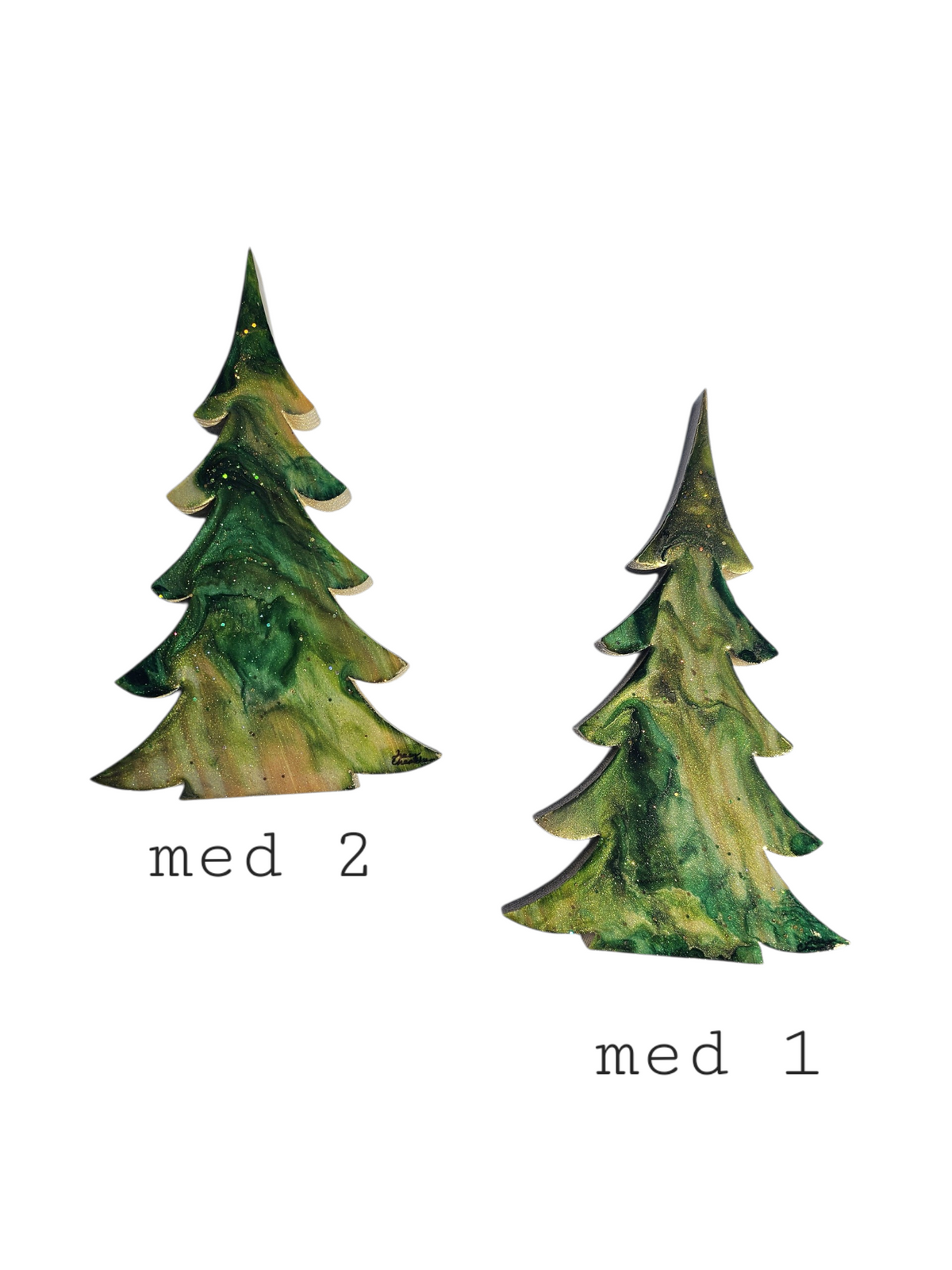 Handcrafted Resin & Wood Holiday Trees (8", 12", & 15") Green