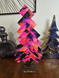 Load image into Gallery viewer, Bold Pink Contempary Patterned Handmade Herringbone Modern Acrylic and Wood Christmas Tree
