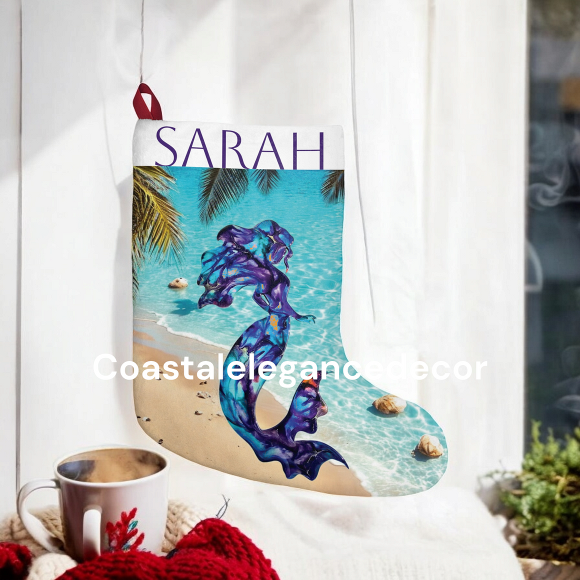 Christmas Stockings Beach Mermaid Personalized Stocking