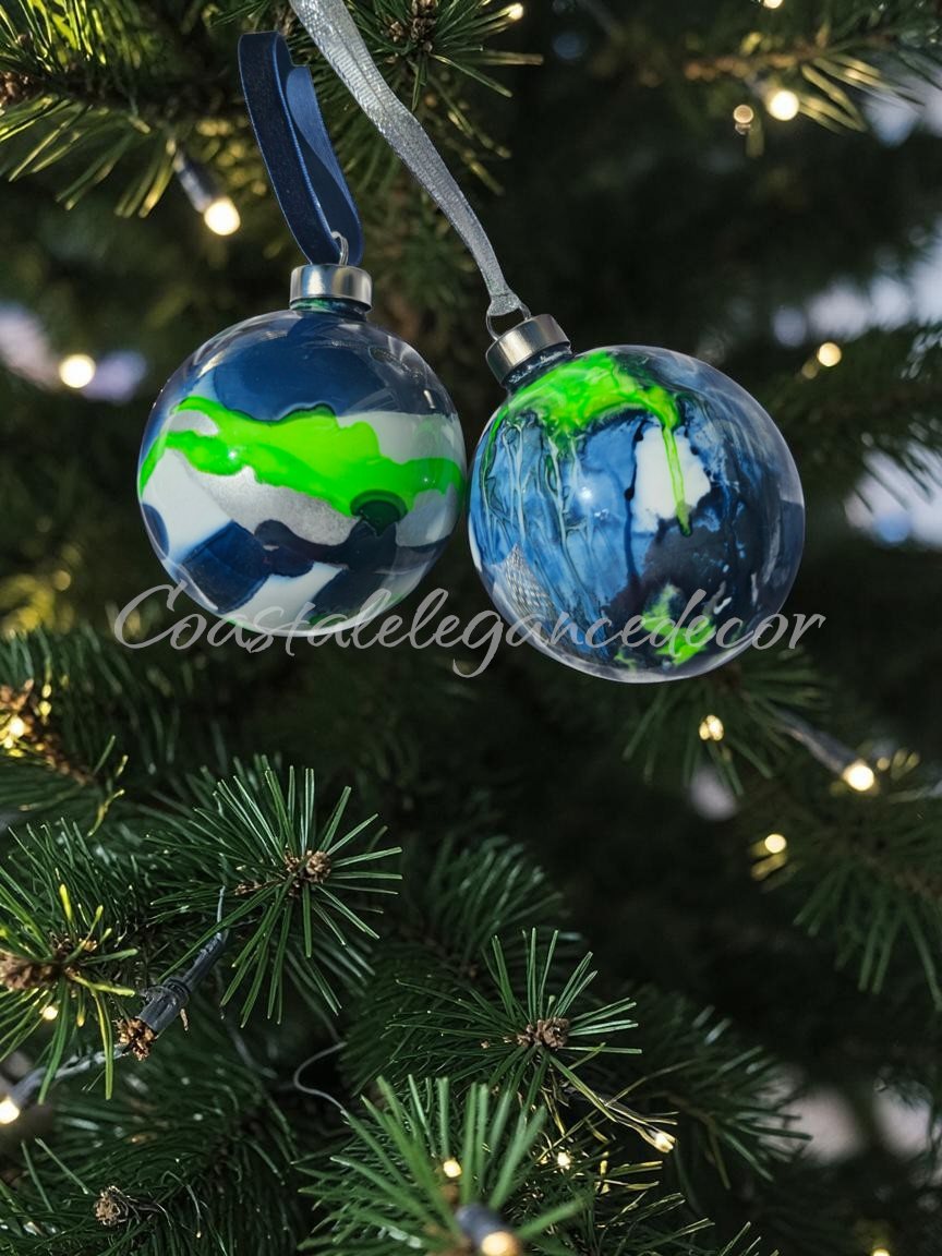 Handcrafted PNW Football Heirloom Quality Glass Christmas Ornament