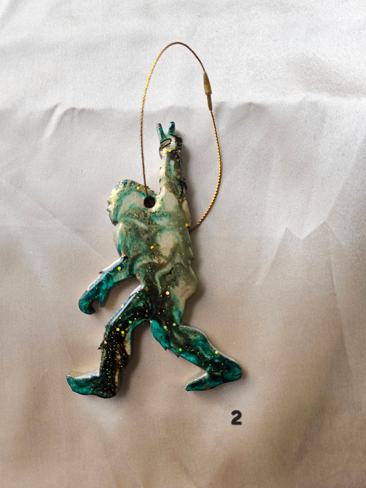 Peace Sasquatch Bigfoot Yeti Resin and Wood Handmade Christmas Ornaments