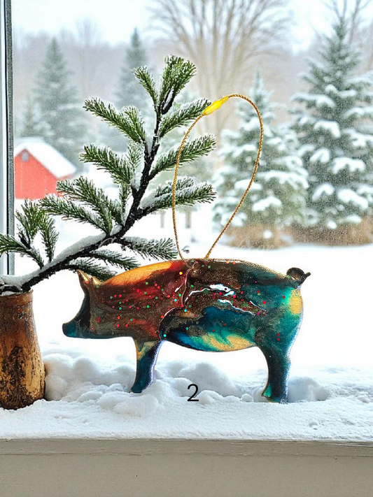 Handmade Barnyard Farm Pig Christmas Tree Ornaments