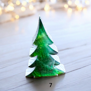 Christmas Trees with Branches Holiday Tabletop Decoration Chunky Wood with Resin Multiple Colors 5 Inch