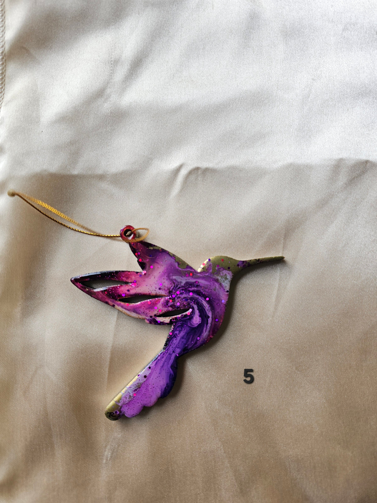 Sparkly Handmade Resin and Wood Hummingbird Christmas Ornaments