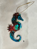 Load image into Gallery viewer, Coastal Seahorse Christmas Resin and Wood Ornament
