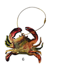 Charger l'image dans la visionneuse de la galerie, Colorful Sparkly Small Crab Beachy Christmas Resin and Wood Ornament
