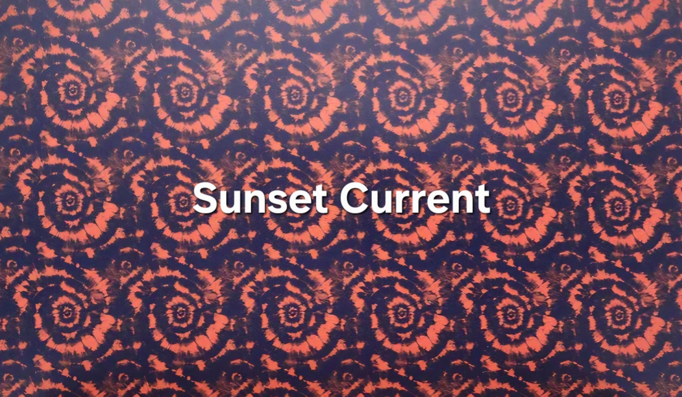 Sunset current pattern swatch - coastal acrylic wall art design option in orange and deep blue swirls