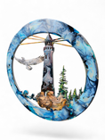 Load image into Gallery viewer, Original Lighthouse & Coastal Landscape Round Wall Art (15.75")
