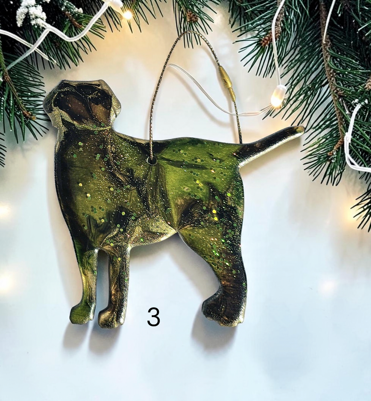 Green handmade Labrador dog ornament 