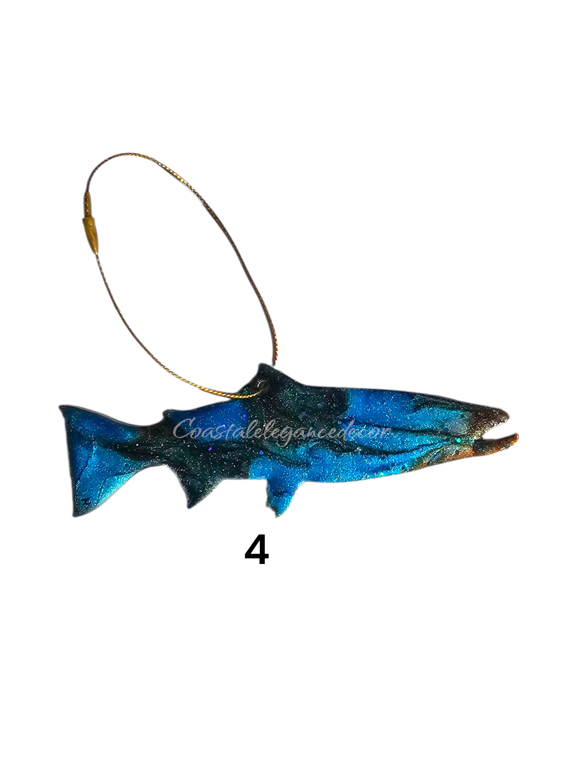 NW Salmon Fish Christmas Resin and Wood Ornament