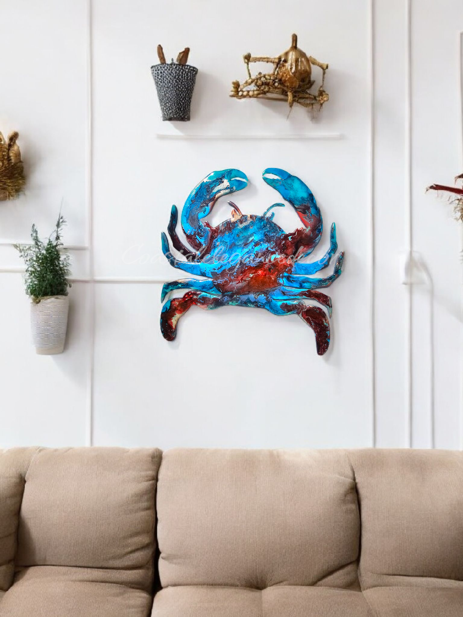 Coastal Crab Resin Wall Decor
