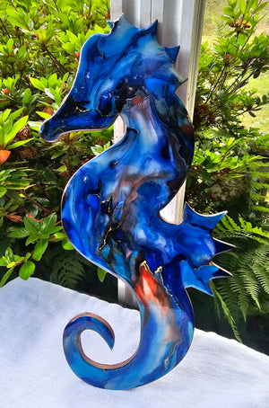 Seahorse Wall Decorations Handcrafted Resin and Wood