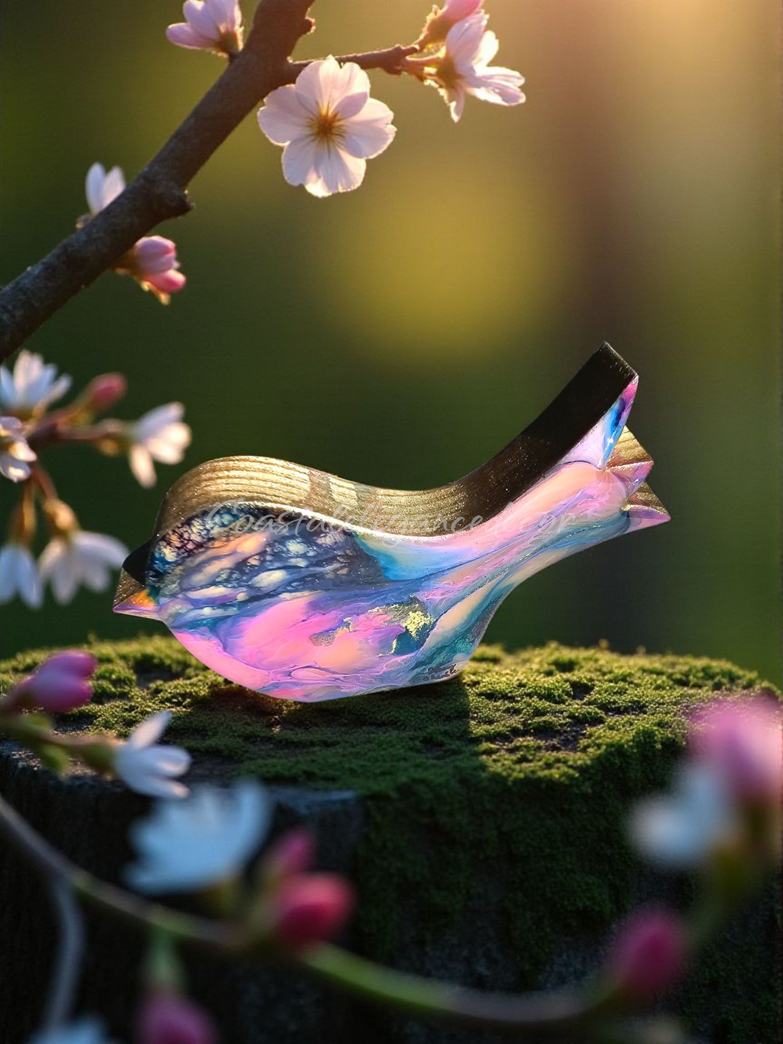 Handmade Birds Chunky Wood and Resin Decorative Figurine Multiple Colors