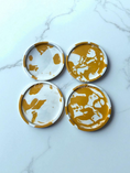 Charger l'image dans la visionneuse de la galerie, Abstract Jesmonite Round Drink Coasters Set 4 Inch Yellow
