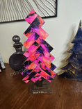 Load image into Gallery viewer, Bold Pink Contempary Patterned Handmade Herringbone Modern Acrylic and Wood Christmas Tree
