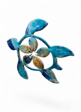 Load image into Gallery viewer, Handcrafted 10" Coastal Polynesian Flower Sea Turtle Wall Art Decor with Vibrant Colors
