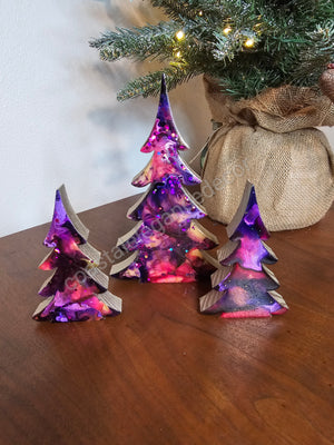 Contemporary Christmas Trees with Branches Holiday Tabletop Decoration Purple Lg or Sm