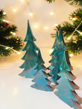 Load image into Gallery viewer, Deep Emerald Green & Copper Resin Wood Christmas Tree | 3D Tabletop Holiday Centerpiece | Jewel Tone Winter Mantel Decor
