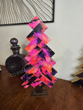 Load image into Gallery viewer, Bold Pink Contempary Patterned Handmade Herringbone Modern Acrylic and Wood Christmas Tree

