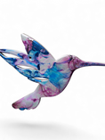 Charger l'image dans la visionneuse de la galerie, Vibrant Shimmer Hummingbird Wall Art – Handcrafted Resin on Wood (10.5" x 8.5")
