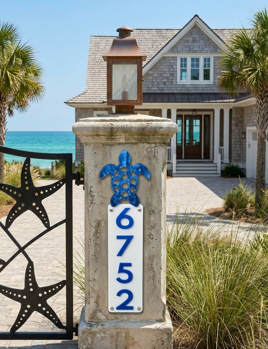 Custom Vertical Turtle 3D Address Sign | Rounded Corner Acrylic House Numbers