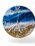 Load image into Gallery viewer, Handmade 12" Deep Blue Ocean Resin Wall Clock – Contemporary White Hands
