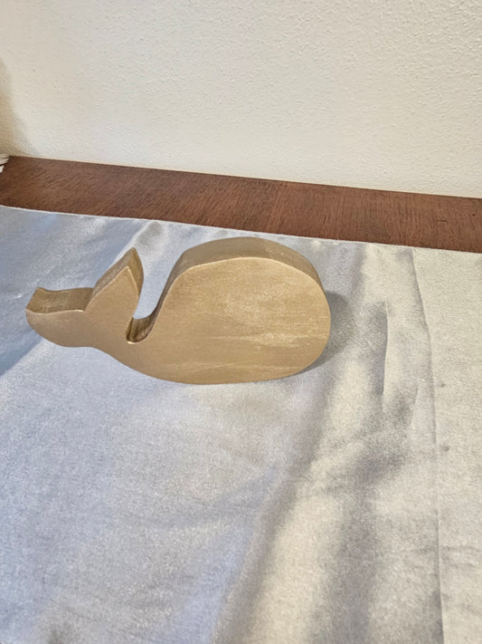 Colorful Handmade Chunky Ocean Whale Wood and Resin Decorative Figurine by Coastal Elegance Decor, ideal for display or as a unique gift.