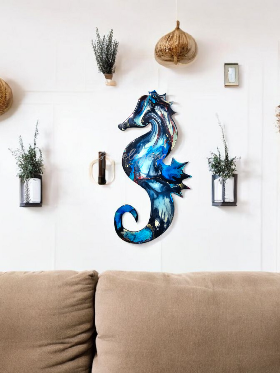 Seahorse Wall Decorations Handcrafted Resin and Wood