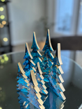 Charger l'image dans la visionneuse de la galerie, Handmade Light Blue, Navy & Gold Resin Wood Trees | Coastal Contemporary Tabletop Decor
