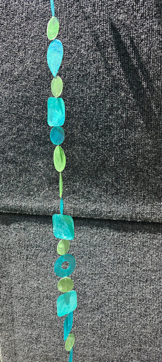 Tide Pool Teals Capiz Shell Wind Chimes Strands 72 Inches