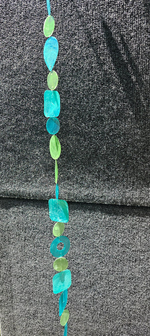 Tide Pool Teals Capiz Shell Wind Chimes Strands 72 Inches