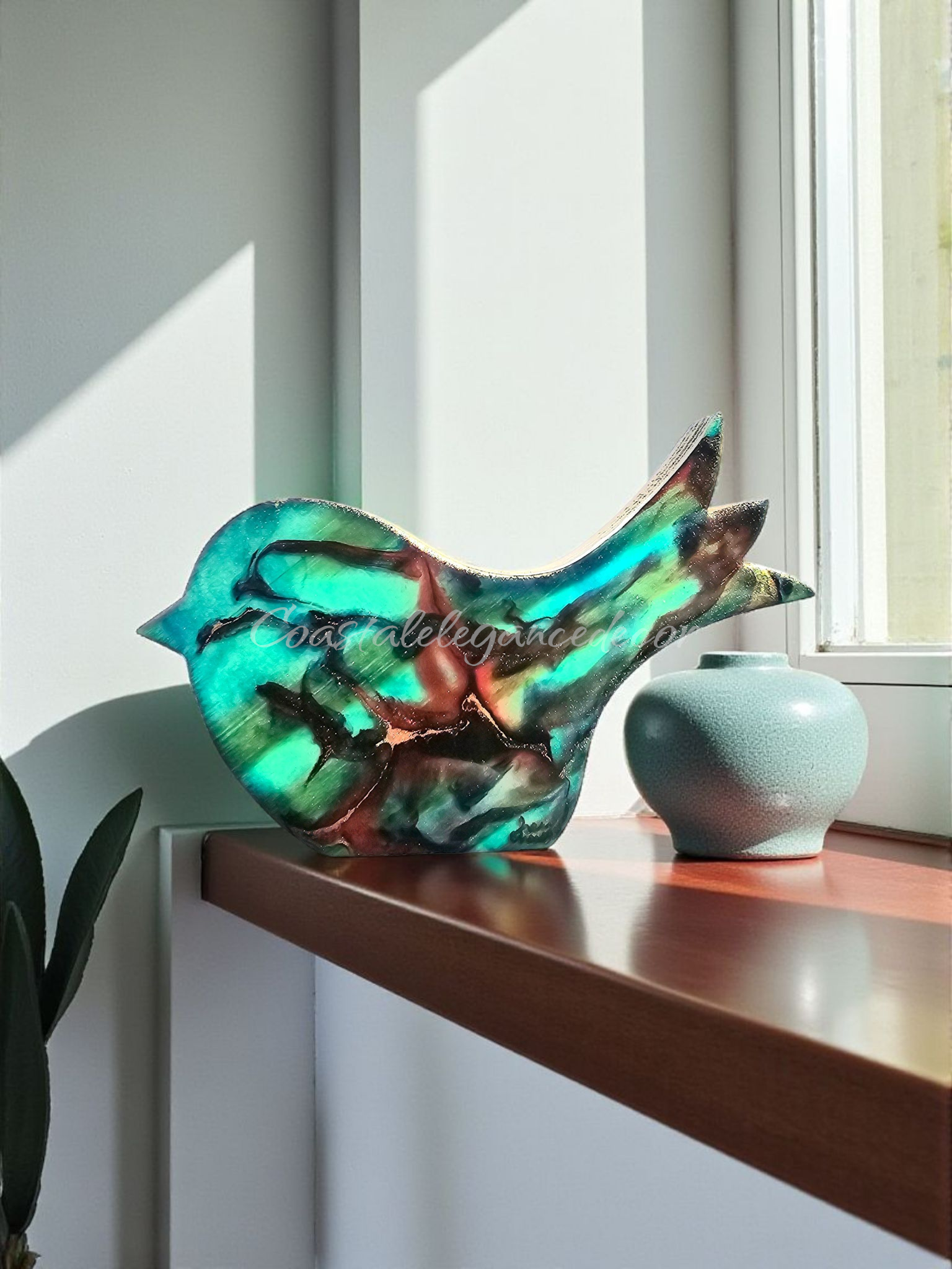 Handmade Birds Chunky Wood and Resin Decorative Figurine Multiple Colors