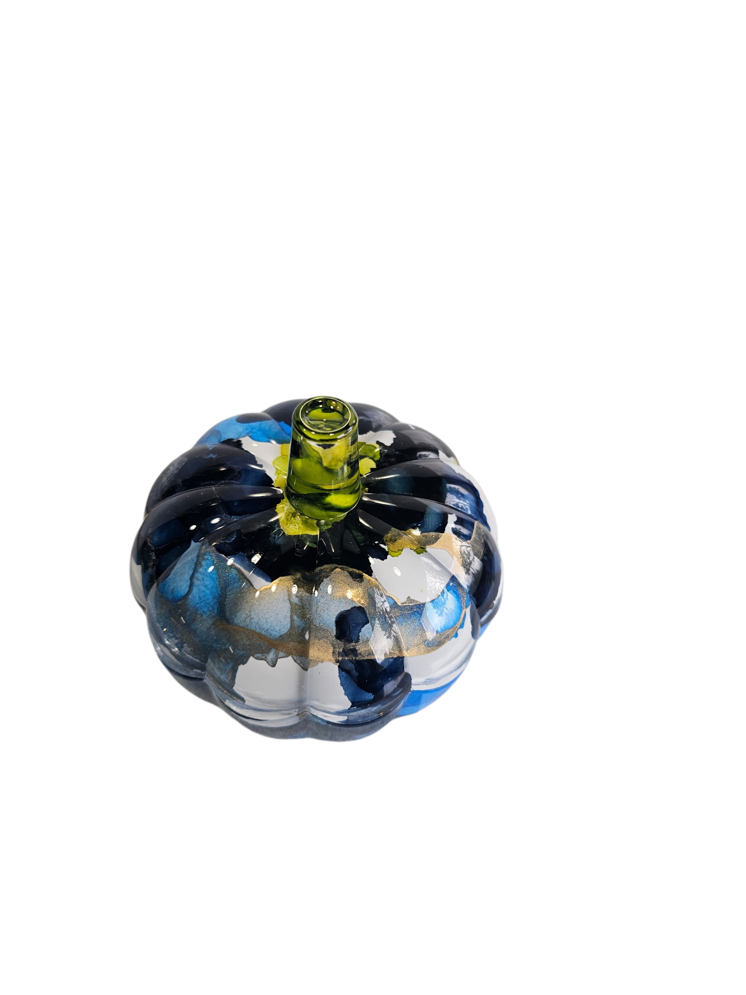 Handpainted Decorative Glass Coastal Style Pumpkin Tabletop Trinket Dish
