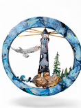 Load image into Gallery viewer, Original Lighthouse & Coastal Landscape Round Wall Art (15.75")
