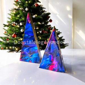 Purple, Blue and Pink Contemporary Triangle Tabletop Christmas Trees