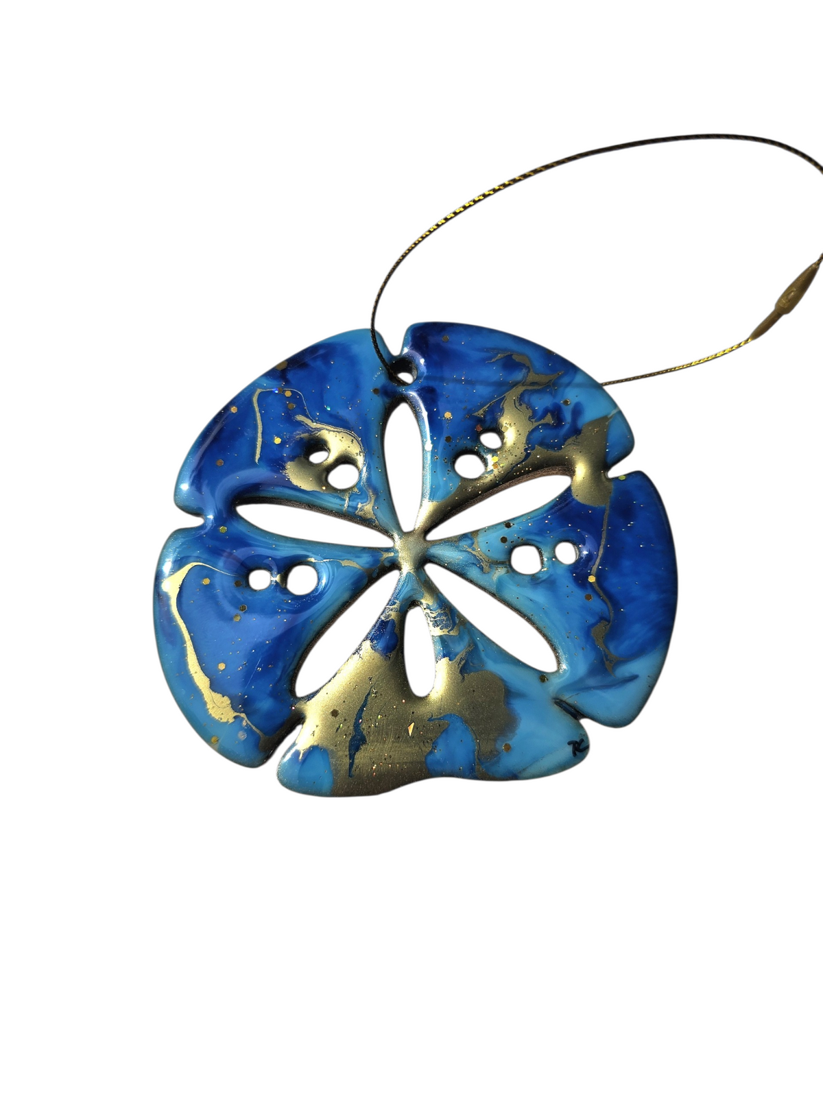 Handmade Coastal Sand Dollar Christmas Ornaments Resin and Wood