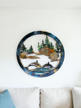 Load image into Gallery viewer, 16" Orca and Forest Coastal Wall Art | Wood & Resin Round
