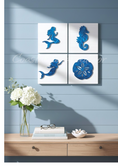 Load image into Gallery viewer, 3D acrylic sea creature tiled wall decoration with whitewashed wood-look finish
