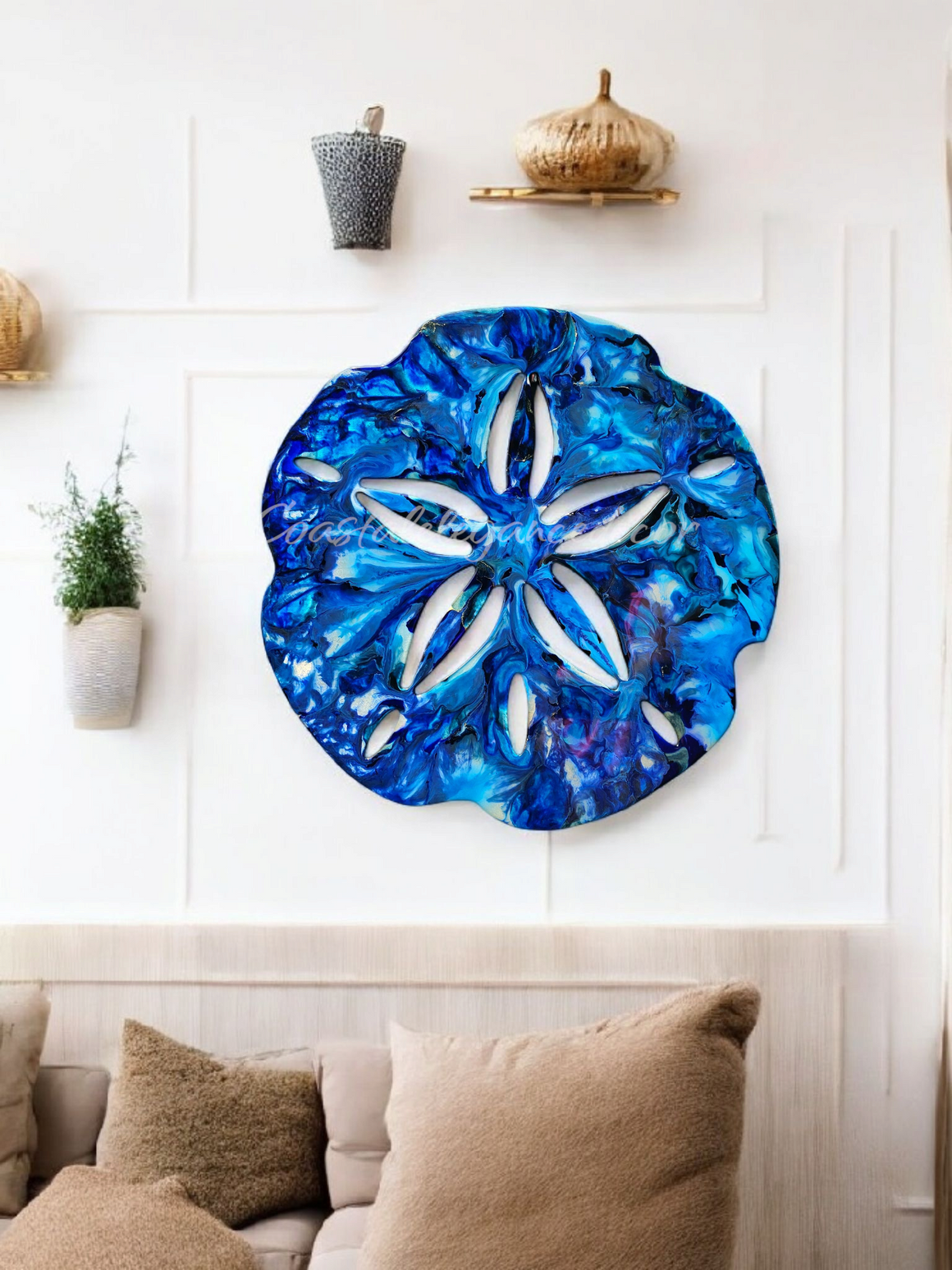 Sand Dollar Wall Decoration 19 Inch Handmade Multi Colors