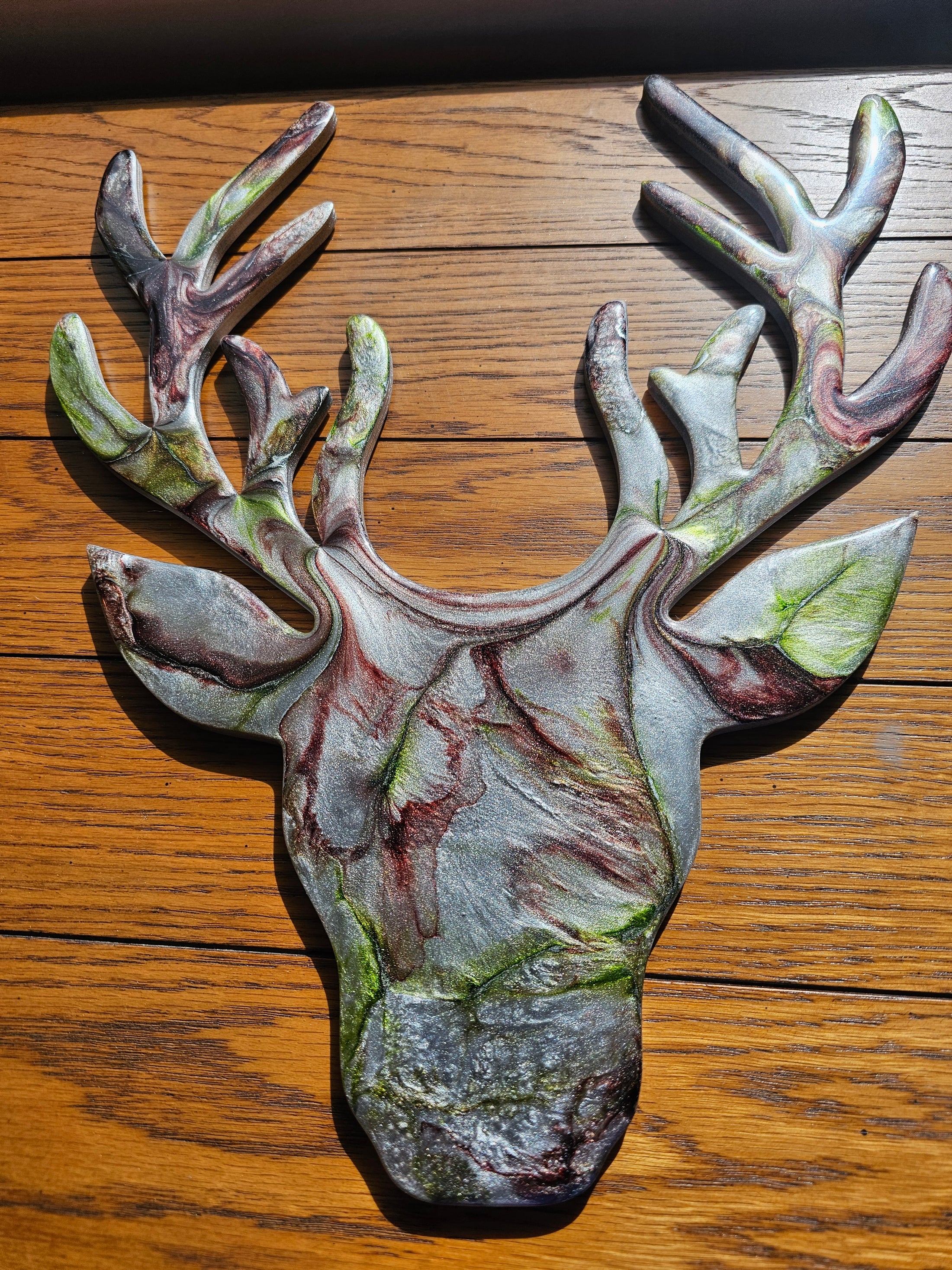 Silver Shimmer Handcrafted Resin Wildlife Deer Wall Decor – 15" x 12.5"