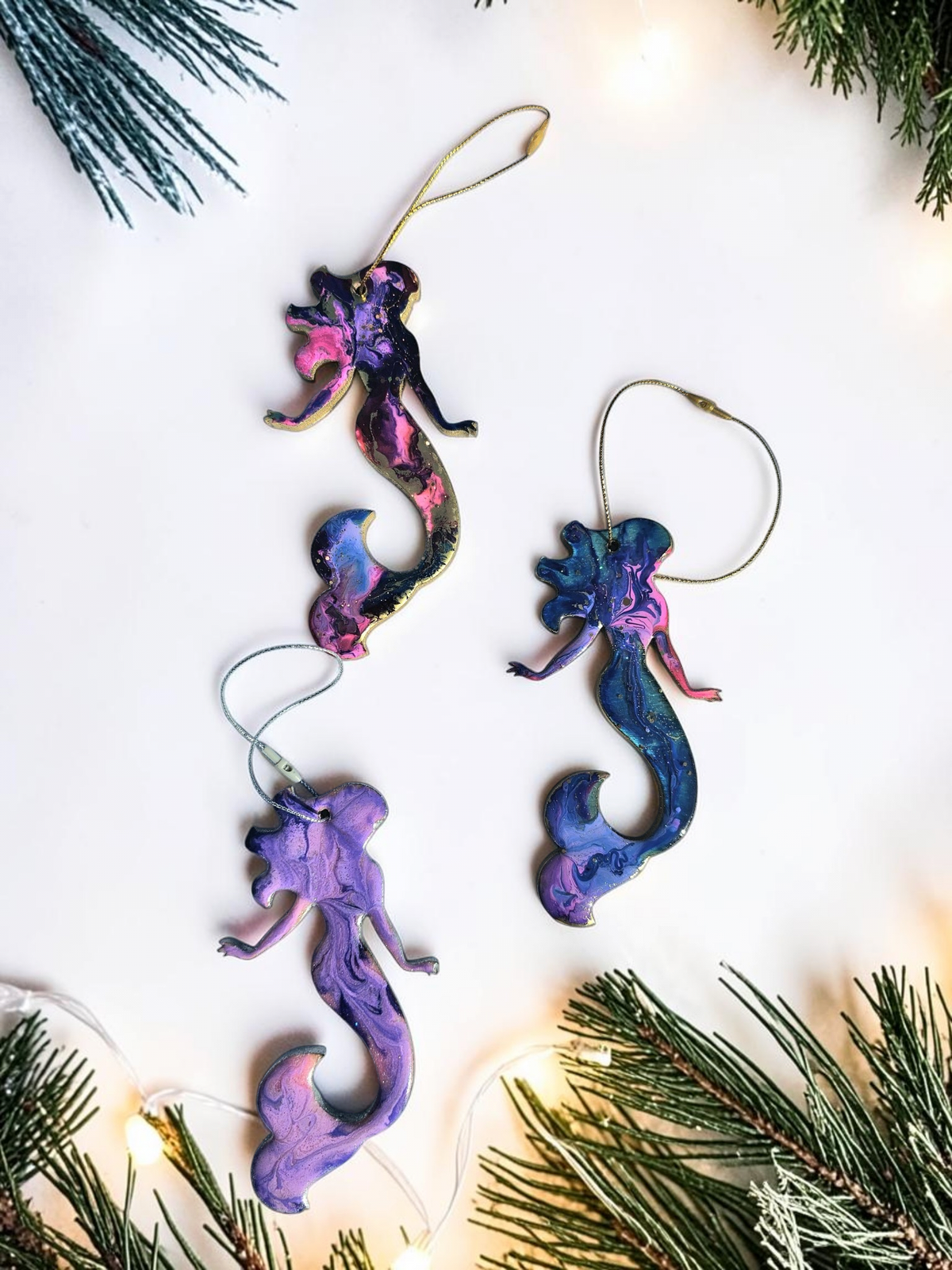 Elegant Beach Mermaid Handmade Christmas Ornaments