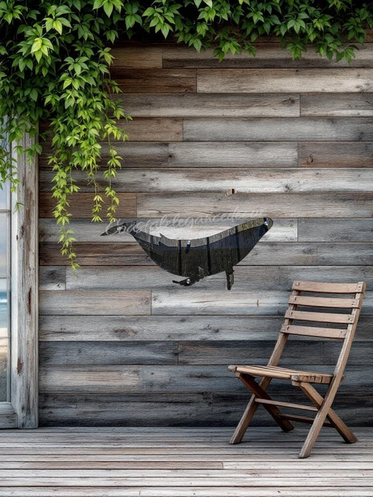 22 inch Humpback Whale wall art by Coastal Elegance Decor, custom engraved in 1/4 inch premium smoke acrylic for indoor or outdoor coastal home decor