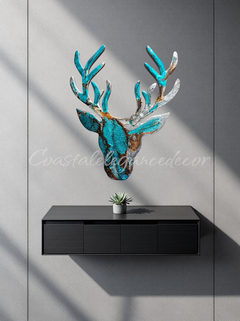 Silver Shimmer Handcrafted Resin Wildlife Deer Wall Decor – 15" x 12.5"