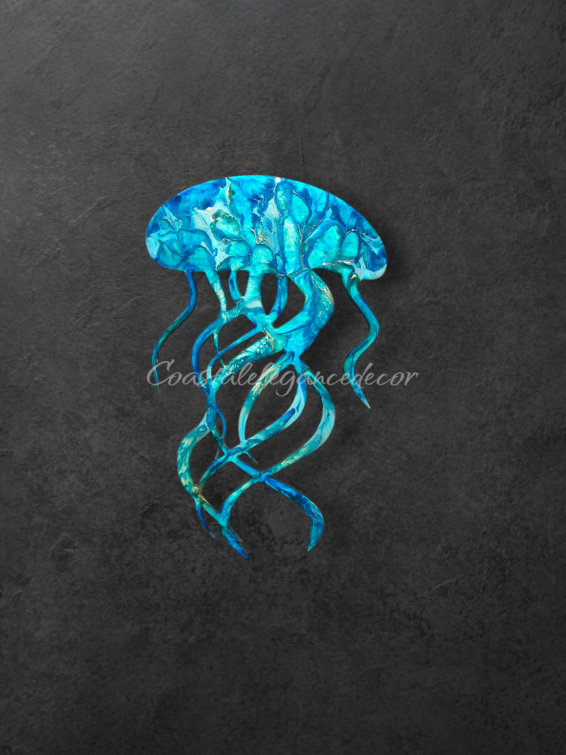 Unique Jellyfish Handcrafted Beach Wall Decoration Resin and Wood